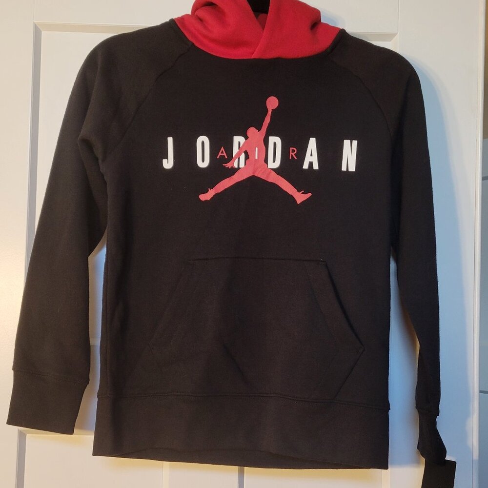 Air Jordan Youth Black With Red Hoodie Sweatshirt Size M 10-12 yrs Jumpman Logo